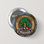 Clan Anderson Crest over Tartan Ronde Button 5,7 Cm (Voorkant /achterkant)