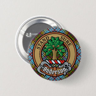 Clan Anderson Crest over Tartan Ronde Button 5,7 Cm