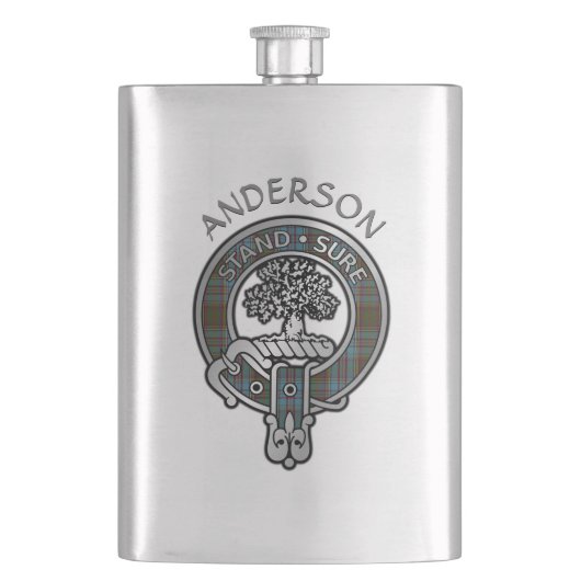 Clan Anderson Crest & Tartan Flask Flacon (Voorkant)