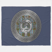Clan Anderson Crest & Tartan Knot Fleece Deken (Voorkant (Horizontaal))