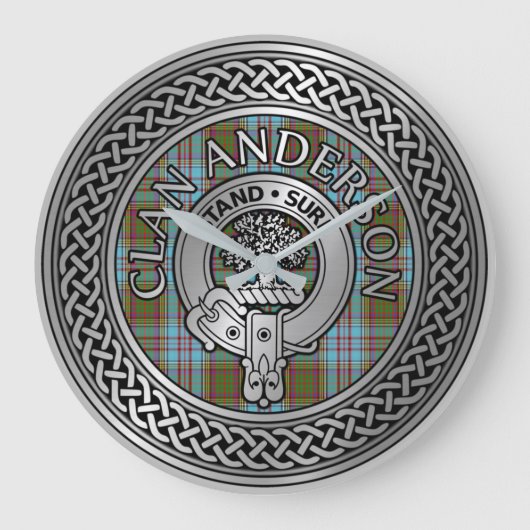 Clan Anderson Crest & Tartan Knot Grote Klok (Voorkant)