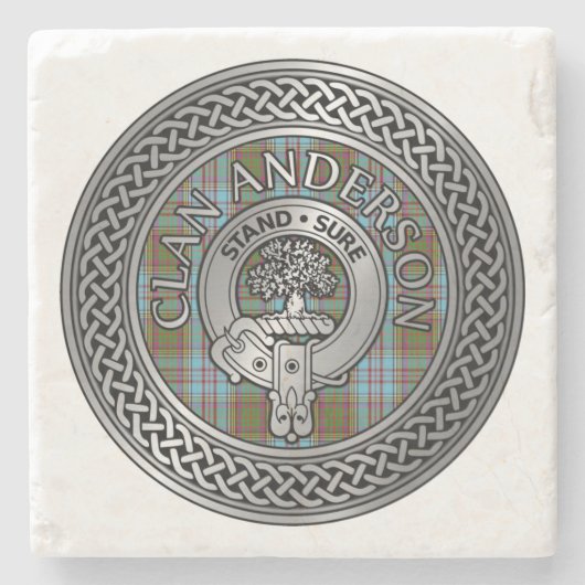 Clan Anderson Crest & Tartan Knot Stenen Onderzetter (Voorkant)