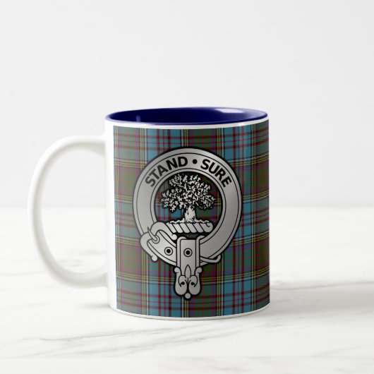 Clan Anderson Crest & Tartan Tweekleurige Koffiemok (Links)
