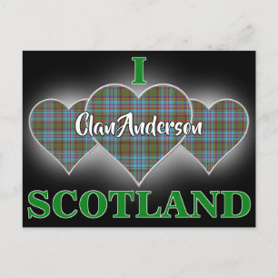 Clan Anderson I Love Scotland Tartan Heart Briefkaart