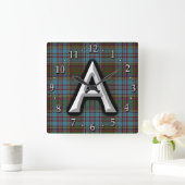 Clan Anderson Letter A Monogram Tartan Vierkante Klok (Huis)