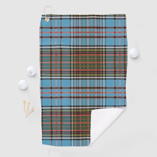 Clan Anderson Pset Tartan Blauwgroen bruine cheque Golfhanddoek (Insitu)