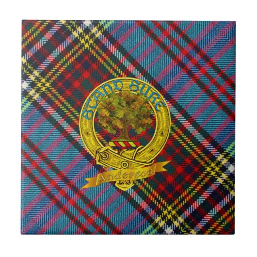 Clan Anderson Tartan en Motif Tegeltje (Voorkant)