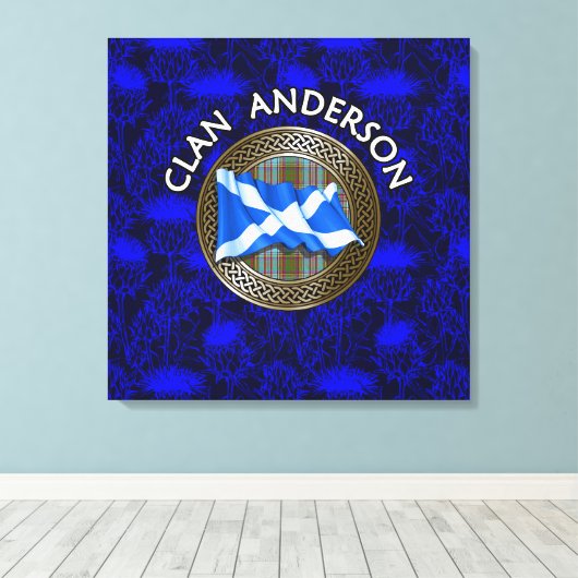 Clan Anderson Tartan Knot & Flag Canvas Afdruk (Insitu (Houten vloer))