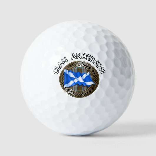 Clan Anderson Tartan Knot & Flag Golfballen (Voorkant)