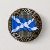 Clan Anderson Tartan Knot & Flag Ronde Button 5,7 Cm (Voorkant)