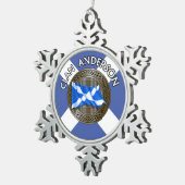 Clan Anderson Tartan Knot & Flag Tin Sneeuwvlok Ornament (Rechts)