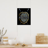 Clan Anderson Tartan Scottish Shield & Swords Poster (Keuken)