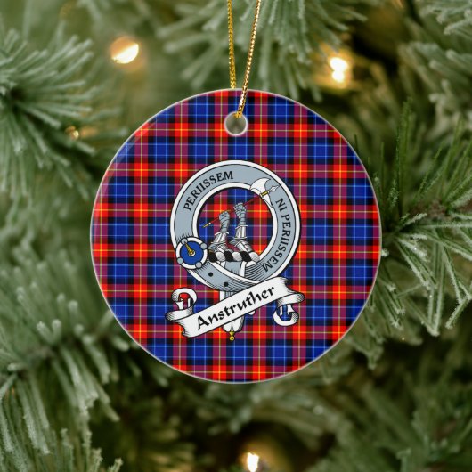 Clan Anstruther Badge Tartan Schort Keramisch Ornament (Boom)