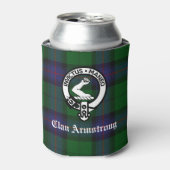 Clan Armstrong Crest Badge and Tartan Blikjeskoeler (Blikje Voorkant)