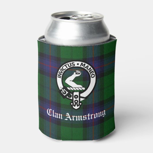 Clan Armstrong Crest Badge and Tartan Blikjeskoeler (Blikje Voorkant)