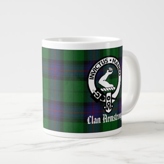 Clan Armstrong Crest Badge and Tartan Grote Koffiekop (Voorkant rechts)
