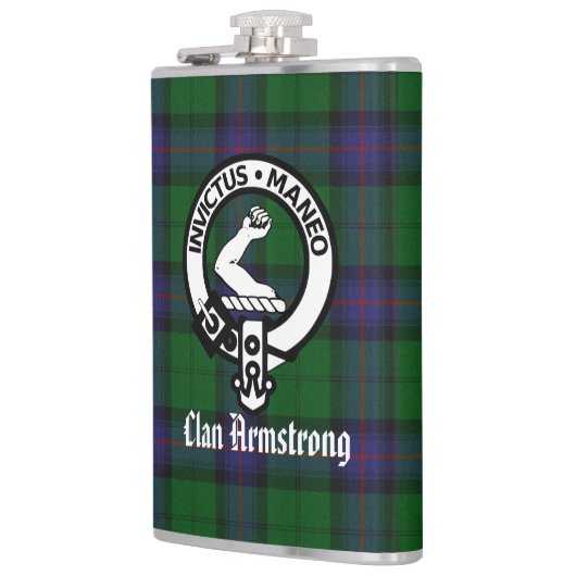 Clan Armstrong Crest Badge and Tartan Heupfles (Links)