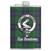 Clan Armstrong Crest Badge and Tartan Heupfles (Voorkant)