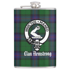 Clan Armstrong Crest Badge and Tartan Heupfles