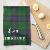 Clan Armstrong Crest Badge and Tartan Theedoek (Quarter Fold)