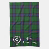 Clan Armstrong Crest Badge and Tartan Theedoek (Verticaal)