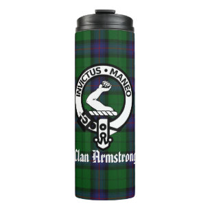 Clan Armstrong Crest Badge and Tartan Thermosbeker