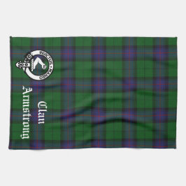 Clan Armstrong Crest Badge en tartan  Theedoek