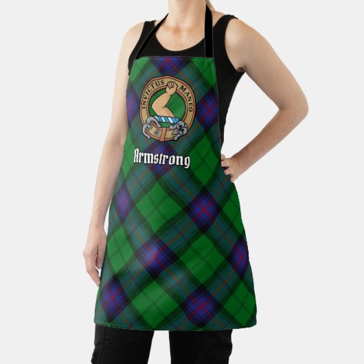 Clan Armstrong Crest over Tartan Apron Schort (Insitu)