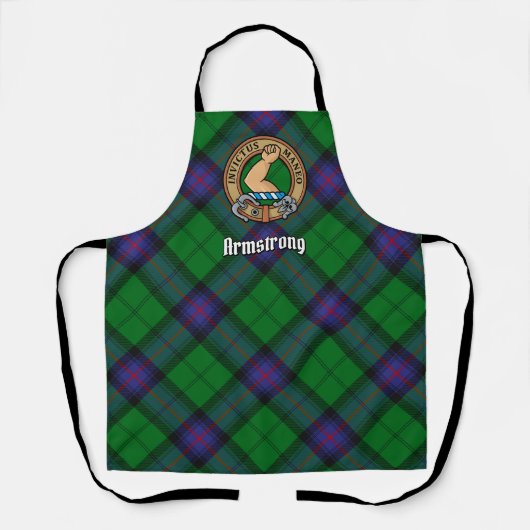 Clan Armstrong Crest over Tartan Apron Schort (Voorkant)