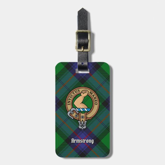 Clan Armstrong Crest over Tartan Bagagelabel (Voorkant verticaal)