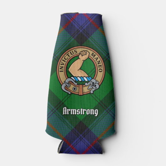 Clan Armstrong Crest over Tartan Bottle Cooler (Voorkant)
