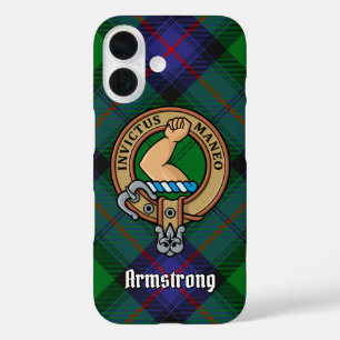 Clan Armstrong Crest over Tartan iPhone 16 Hoesje