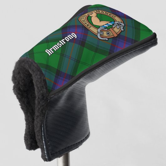 Clan Armstrong Crest over Tartan Golf Head Hoesje Golfheadcover (3/4 voorkant)
