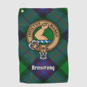 Clan Armstrong Crest over Tartan Golf Towel Golfhanddoek (Voorkant)