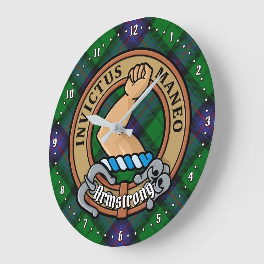 Clan Armstrong Crest over Tartan Grote Klok (Hoek)