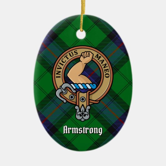 Clan Armstrong Crest over Tartan Keramisch Ornamen Keramisch Ornament (Voorkant)