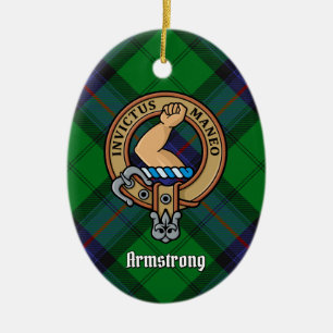 Clan Armstrong Crest over Tartan Keramisch Ornamen Ornament