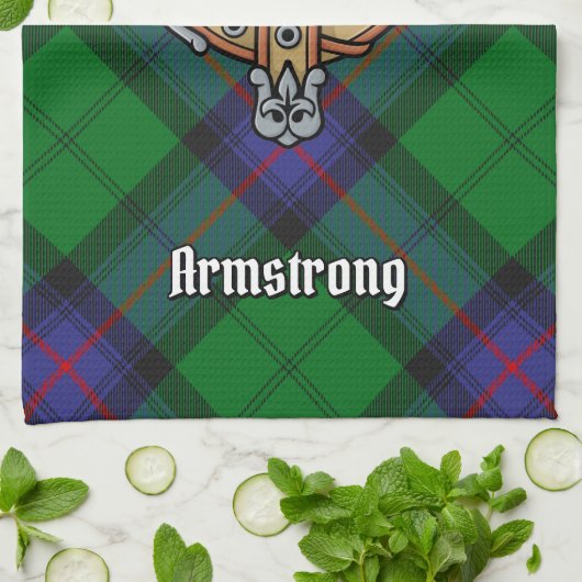 Clan Armstrong Crest over Tartan Kitchen Towel Theedoek (Gevouwen)