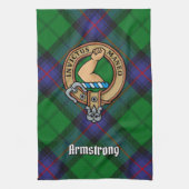 Clan Armstrong Crest over Tartan Kitchen Towel Theedoek (Verticaal)