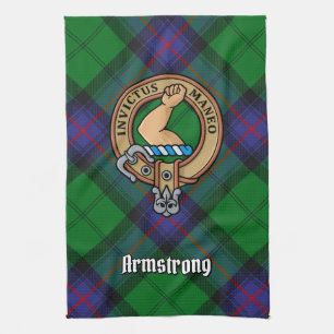 Clan Armstrong Crest over Tartan Kitchen Towel Theedoek