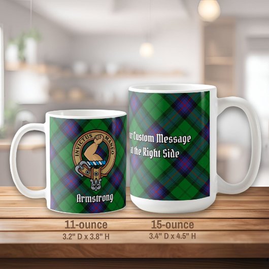 Clan Armstrong Crest over Tartan Koffiemok
