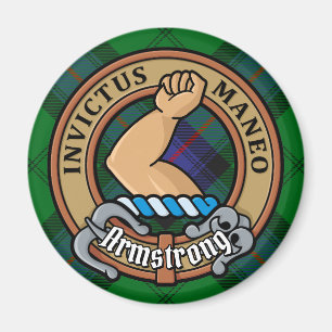 Clan Armstrong Crest over Tartan Magneet