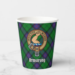 Clan Armstrong Crest over Tartan Paper Cups Papieren Bekers