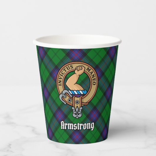 Clan Armstrong Crest over Tartan Paper Cups Papieren Bekers (Voorkant)