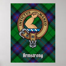 Clan Armstrong Crest over Tartan