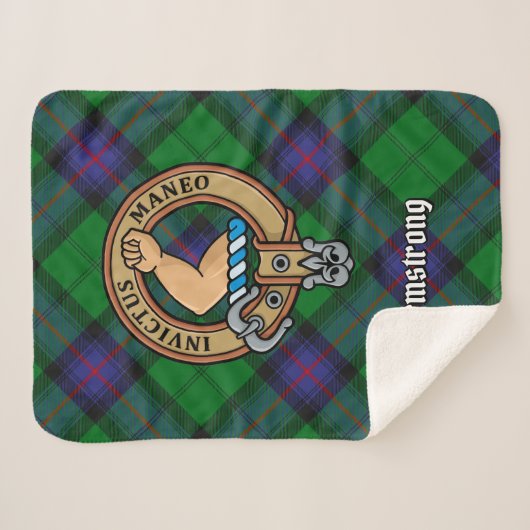 Clan Armstrong Crest over Tartan Sherpa Deken (Voorkant (horizontaal))