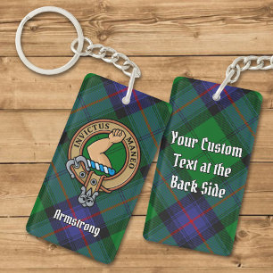 Clan Armstrong Crest over Tartan Sleutelhanger
