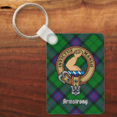 Clan Armstrong Crest over Tartan Sleutelhanger (Voorkant)