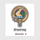 Clan Armstrong Crest over Tartan Sticker (Vel)