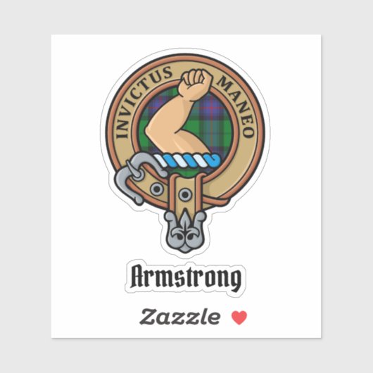 Clan Armstrong Crest over Tartan Sticker (Vel)